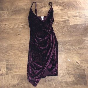 Purple velvet assymetrical wrap dress size:small